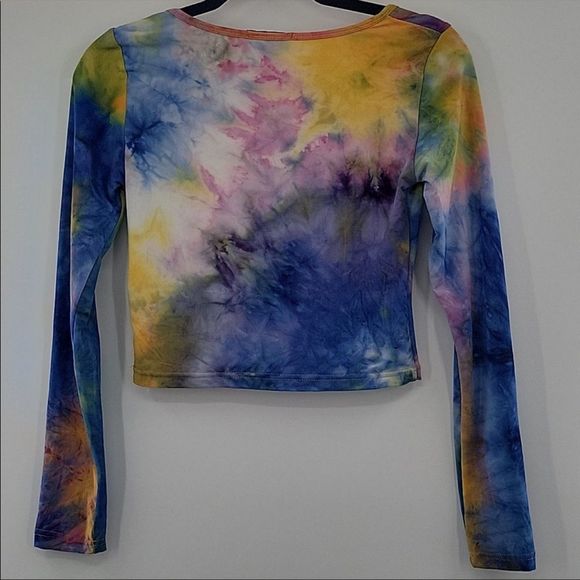 Cotton Candy tiedyed Sz M crop top! Fun colors!! - Picture 3 of 5